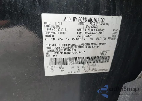 2015 Ford Explorer Xlt из США, поврежденный, VIN 1FM5K8D82FGB28847